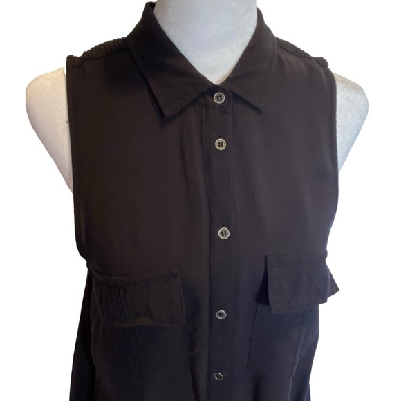 TIMING women's tag size Large button front Black sleeveless midi dress - Picture 5 of 7